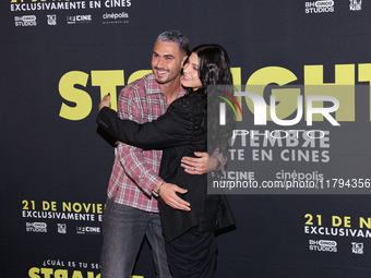 Alejandro Speitzer and Barbara Lopez attend the press conference to promote the movie ''Straight'' at Cinepolis Plaza Carso in Mexico City,...