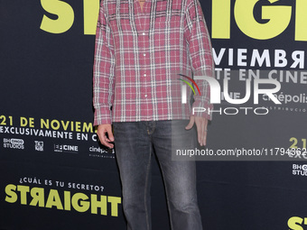 Alejandro Speitzer attends the press conference to promote the movie ''Straight'' at Cinepolis Plaza Carso in Mexico City, Mexico, on Novemb...