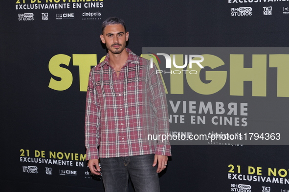 Alejandro Speitzer attends the press conference to promote the movie ''Straight'' at Cinepolis Plaza Carso in Mexico City, Mexico, on Novemb...