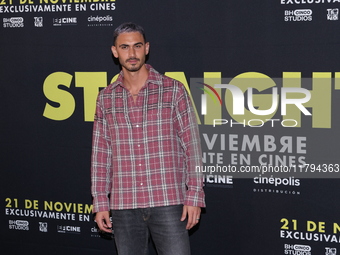 Alejandro Speitzer attends the press conference to promote the movie ''Straight'' at Cinepolis Plaza Carso in Mexico City, Mexico, on Novemb...