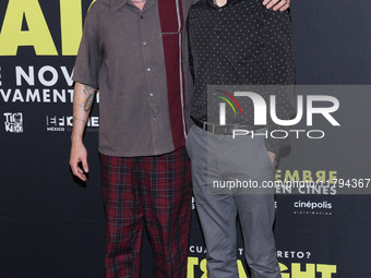 Marcelo Tobar and Scott Elmegreen attend the press conference to promote the movie ''Straight'' at Cinepolis Plaza Carso in Mexico City, Mex...