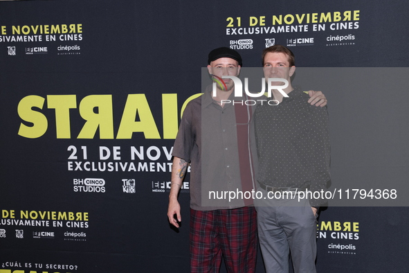 Marcelo Tobar and Scott Elmegreen attend the press conference to promote the movie ''Straight'' at Cinepolis Plaza Carso in Mexico City, Mex...