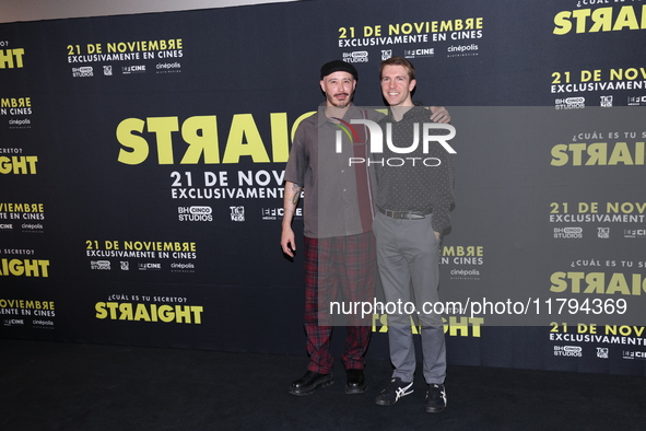 Marcelo Tobar and Scott Elmegreen attend the press conference to promote the movie ''Straight'' at Cinepolis Plaza Carso in Mexico City, Mex...