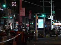 Evidence markers mark the scene where a police-involved shooting occurs in Jamaica, Queens, United States, on November 19, 2024. At 5:35 pm,...