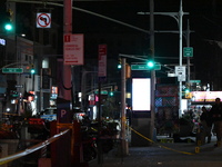 Evidence markers mark the scene where a police-involved shooting occurs in Jamaica, Queens, United States, on November 19, 2024. At 5:35 pm,...