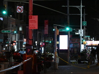 Evidence markers mark the scene where a police-involved shooting occurs in Jamaica, Queens, United States, on November 19, 2024. At 5:35 pm,...