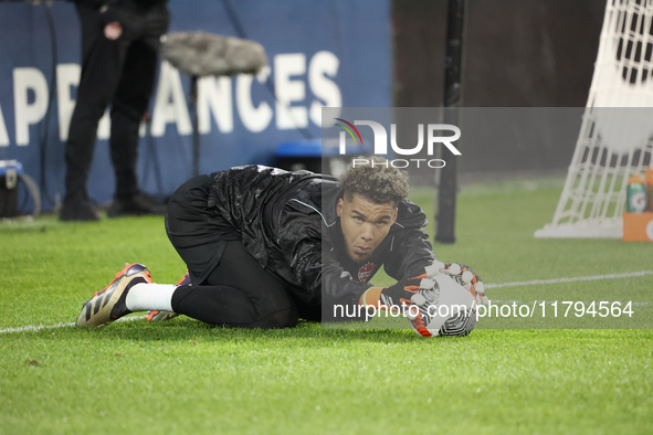 Dayne St. Clair warms up during the CONCACAF Nations League Quarter Final match between Team Canada and Suriname at BMO Field in Toronto, On...