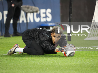 Dayne St. Clair warms up during the CONCACAF Nations League Quarter Final match between Team Canada and Suriname at BMO Field in Toronto, On...