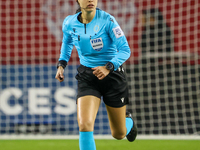 Referee Katia Garcia officiates during the CONCACAF Nations League Quarter Final match between Team Canada and Suriname at BMO Field in Toro...