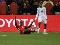 In Toronto, Ontario, Canada, on November 19, 2024, Richie Laryea #22 and Van der Kust both protest to the referee at the CONCACAF Nations Le...