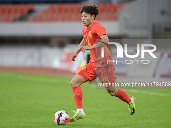 China U19 plays against Kyrgyzstan U19 during the 2024 CFA China ''Panda Cup'' international football tournament in Chengdu, Sichuan Provinc...