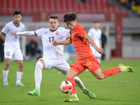 China U19 plays against Kyrgyzstan U19 during the 2024 CFA China ''Panda Cup'' international football tournament in Chengdu, Sichuan Provinc...