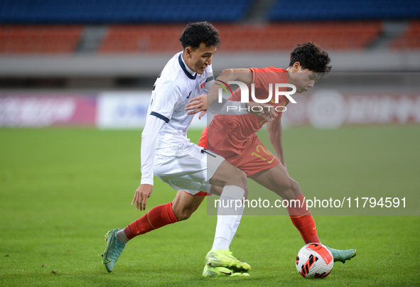 China U19 plays against Kyrgyzstan U19 during the 2024 CFA China ''Panda Cup'' international football tournament in Chengdu, Sichuan Provinc...