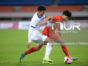 China U19 plays against Kyrgyzstan U19 during the 2024 CFA China ''Panda Cup'' international football tournament in Chengdu, Sichuan Provinc...