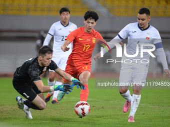 China U19 plays against Kyrgyzstan U19 during the 2024 CFA China ''Panda Cup'' international football tournament in Chengdu, Sichuan Provinc...