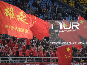 China U19 plays against Kyrgyzstan U19 during the 2024 CFA China ''Panda Cup'' international football tournament in Chengdu, Sichuan Provinc...