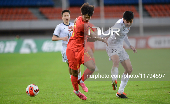 China U19 plays against Kyrgyzstan U19 during the 2024 CFA China ''Panda Cup'' international football tournament in Chengdu, Sichuan Provinc...