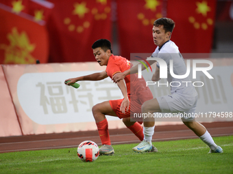 China U19 plays against Kyrgyzstan U19 during the 2024 CFA China ''Panda Cup'' international football tournament in Chengdu, Sichuan Provinc...