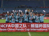 China U19 plays against Kyrgyzstan U19 during the 2024 CFA China ''Panda Cup'' international football tournament in Chengdu, Sichuan Provinc...