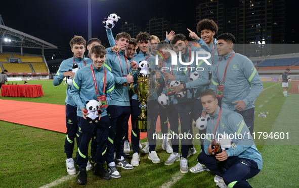 China U19 plays against Kyrgyzstan U19 during the 2024 CFA China ''Panda Cup'' international football tournament in Chengdu, Sichuan Provinc...