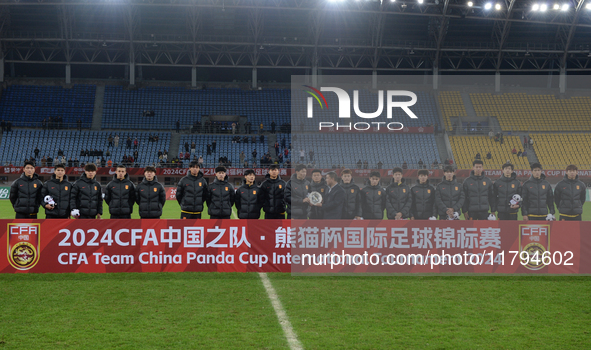 China U19 plays against Kyrgyzstan U19 during the 2024 CFA China ''Panda Cup'' international football tournament in Chengdu, Sichuan Provinc...