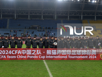 China U19 plays against Kyrgyzstan U19 during the 2024 CFA China ''Panda Cup'' international football tournament in Chengdu, Sichuan Provinc...