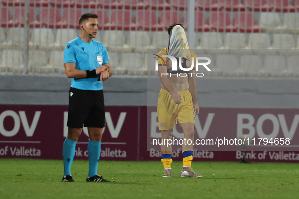 Albert Rosas of Andorra reacts in disappointment after the UEFA Nations League, League D, Group D2 soccer match between Malta and Andorra at...