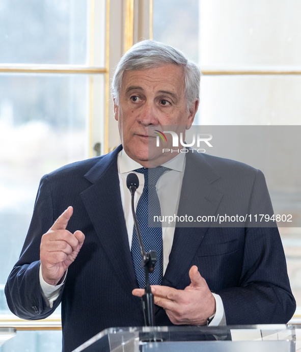 Antonio Tajani (Italy's Minister of Foreign Affairs) during meeting of the Foreign Ministers of the EU Big Five in Warsaw, Poland on Novembe...