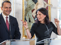 Radoslaw Sikorski (Poland's Minister of Foreign Affairs), Annalena Baerbock (Germany's Minister of Foreign Affairs) during meeting of the Fo...