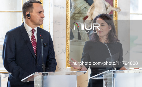 Radoslaw Sikorski (Poland's Minister of Foreign Affairs), Annalena Baerbock (Germany's Minister of Foreign Affairs) during meeting of the Fo...