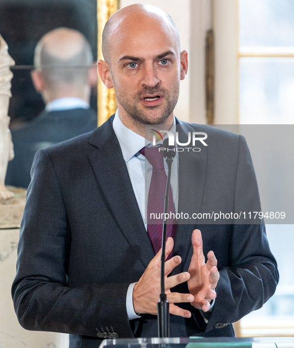 Jean Noel Barrot (France's Minister of Foreign Affairs) during meeting of the Foreign Ministers of the EU Big Five in Warsaw, Poland on Nove...