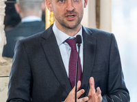 Jean Noel Barrot (France's Minister of Foreign Affairs) during meeting of the Foreign Ministers of the EU Big Five in Warsaw, Poland on Nove...