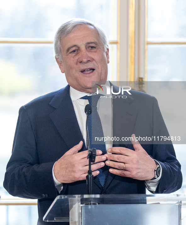 Antonio Tajani (Italy's Minister of Foreign Affairs) during meeting of the Foreign Ministers of the EU Big Five in Warsaw, Poland on Novembe...