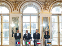 Jean Noel Barrot (France's Minister of Foreign Affairs), Antonio Tajani (Italy's Minister of Foreign Affairs), Radoslaw Sikorski (Poland's M...