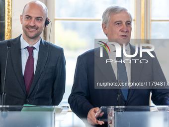 Jean Noel Barrot (France's Minister of Foreign Affairs), Antonio Tajani (Italy's Minister of Foreign Affairs) during meeting of the Foreign...