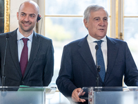 Jean Noel Barrot (France's Minister of Foreign Affairs), Antonio Tajani (Italy's Minister of Foreign Affairs) during meeting of the Foreign...