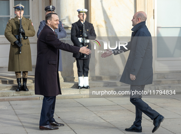 Radoslaw Sikorski (Poland's Minister of Foreign Affairs), Jean Noel Barrot (France's Minister of Foreign Affairs) during meeting of the Fore...