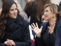 (R-L), First Ladies of Ukraine, Olena Zelenska, and Serbia, Tamara Vucic, attend Pope Francis' weekly general audience in St. Peter's Square...