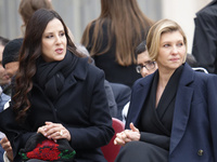 (R-L), First Ladies of Ukraine, Olena Zelenska, and Serbia, Tamara Vucic, attend Pope Francis' weekly general audience in St. Peter's Square...