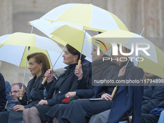 (R-L) Armenia's First Lady Anna Hakobyan, Lithuania's First Lady Diana Nausediene, Serbia's First Lady Tamara Vucic, and Ukraine's First Lad...