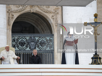 Pope Francis attends his weekly general audience at St Peter's Square in The Vatican on November 20, 2024. (