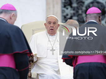 Pope Francis holds the weekly General Audience in St. Peter's Square in Vatican City, on November 20, 2024. (