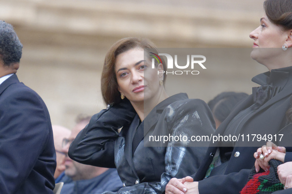 Armenia's First Lady Anna Hakobyan attends the weekly general audience of Pope Francis at St. Peter's Square in The Vatican on November 20,...