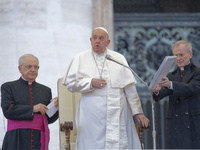 Pope Francis blesses the crowd during the weekly general audience at St. Peter's Square in The Vatican on November 20, 2024. (