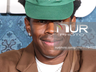 Tyler, The Creator arrives at the Los Angeles Premiere Of Netflix's 'The Piano Lesson' held at The Egyptian Theatre Hollywood on November 19...