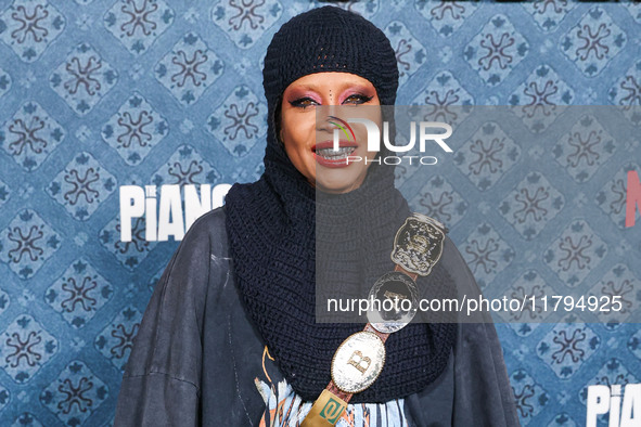 Erykah Badu arrives at the Los Angeles Premiere Of Netflix's 'The Piano Lesson' held at The Egyptian Theatre Hollywood on November 19, 2024...