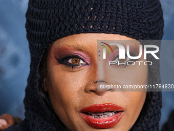 Erykah Badu arrives at the Los Angeles Premiere Of Netflix's 'The Piano Lesson' held at The Egyptian Theatre Hollywood on November 19, 2024...