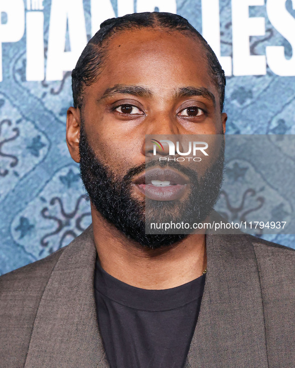 John David Washington arrives at the Los Angeles Premiere Of Netflix's 'The Piano Lesson' held at The Egyptian Theatre Hollywood on November...