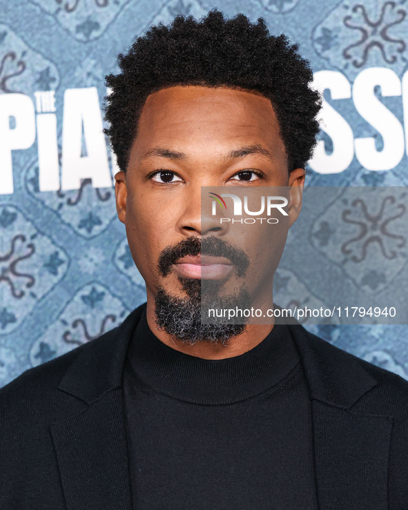 Corey Hawkins arrives at the Los Angeles Premiere Of Netflix's 'The Piano Lesson' held at The Egyptian Theatre Hollywood on November 19, 202...