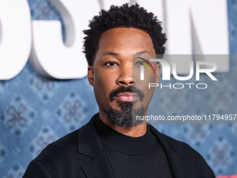 Corey Hawkins arrives at the Los Angeles Premiere Of Netflix's 'The Piano Lesson' held at The Egyptian Theatre Hollywood on November 19, 202...